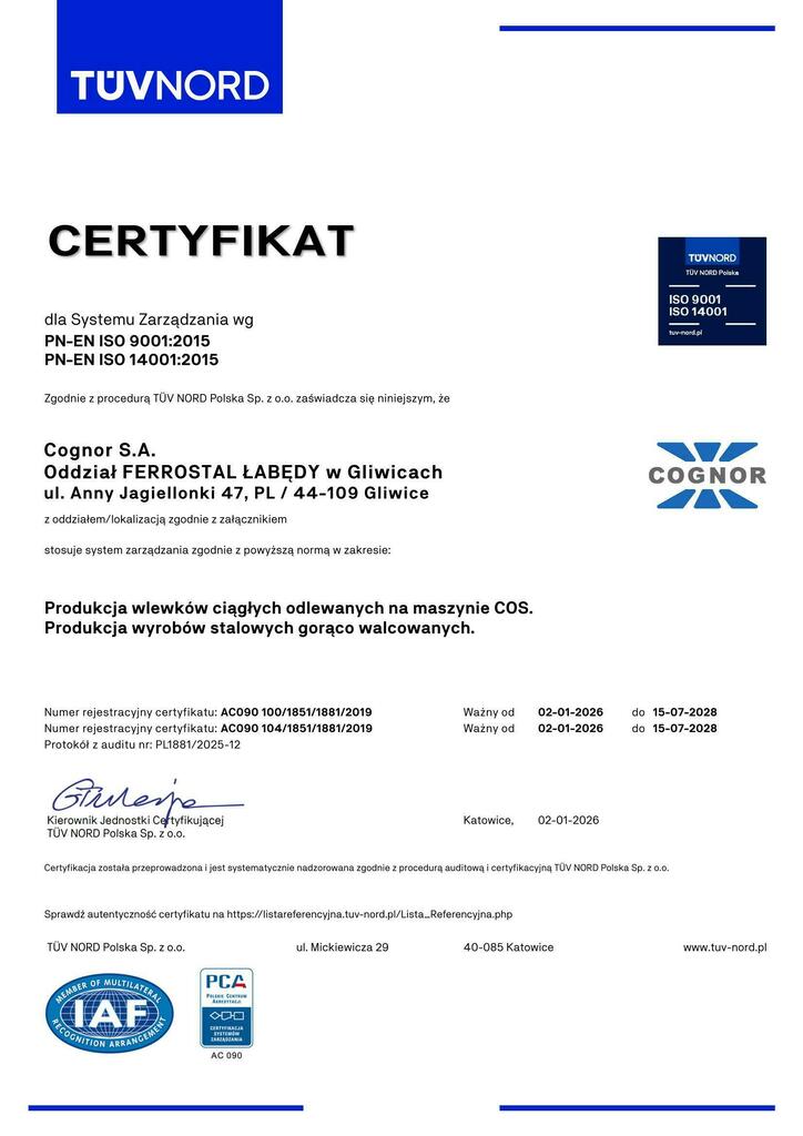 Ferrostal Labedy TUV PL/EN/DE 9001:2015